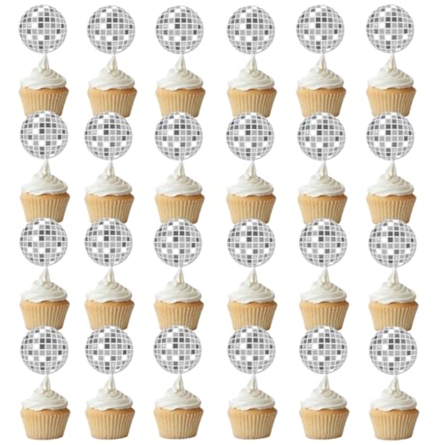 24 Stück Disco Cupcake Topper, 80's 90's Cupcake Topper für Disco Party Kuchendekoration (disco) von Zuisytm