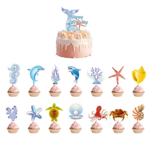 29 Stück Ozean-Kuchenaufsätze, Cupcake-Aufsätze Fisch Party Zubehör Meerjungfrau Party Babyparty Geburtstagsparty Ozean Thema Party Zubehör 29 Stück Ozean-Kuchenaufsätze, Cupcake-Aufsätze Fisch Party Zubehör Meerjungfrau Party Babyparty Geburtstagsparty Ozean Thema Party Zubehör von Zuisytm