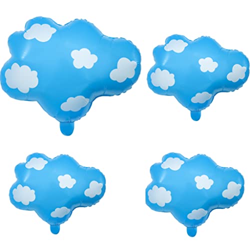 4 Stück Blau Wolkenförmige Aluminium Folienballon 1 Stück 60 * 56cm Großer und 3 Stück 25 * 23cm Kleine Wolkenballons Luftballons für BabyShower, Geburtstagsfeiern, Feste, Feifertage von Zuisytm