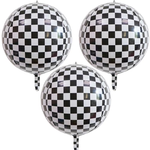 5 Stück 55,9 cm Schachbrett-Ballon, Rennballon, Folienballon für Rennparty, Auto, Mottoparty, Dekoration 5 Stück 55,9 cm Schachbrett-Ballon, Rennballon, Folienballon für Rennparty, Auto, Mottoparty, Dekoration von Zuisytm