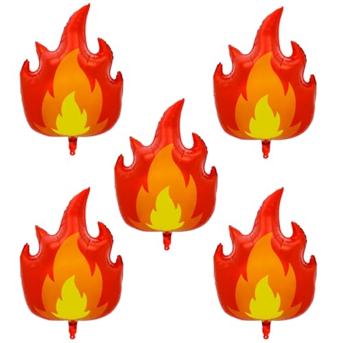 5 Stück Flamme Ballons, 75cmx57cm Folienballons für Feuerbekämpfung Thema Party Dekoration von Zuisytm