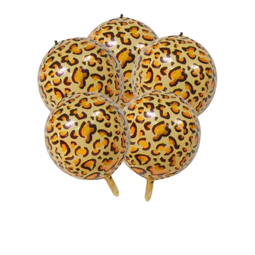 5 Stück Leopard Print Ballons, 22 Zoll Folienballons für Geburtstag Dschungel Baby Dusche Jubiläum Party Dekoration von Zuisytm