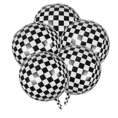 5 x karierte Folienballons für Rennpartys von Zuisytm