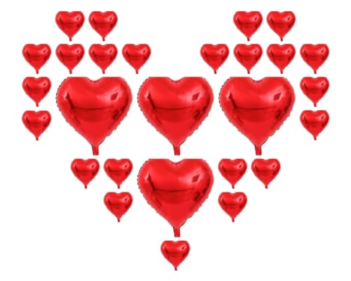 50 Stück 12,7 cm herzförmiger Ballon mit rotem Herzballon, Folienballon für Hochzeit, Party, Valentinstag, Antragsdekoration (nicht schwimmend) von Zuisytm