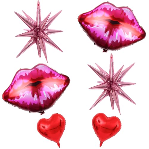 6 Stück Lippenballon Herz Stern Folienballon Folienballon für Valentinstag Hochzeit Party Jubiläum Party Dekoration von Zuisytm