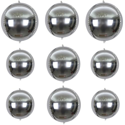 9 Stück Silberballon 4D Ballon 55,9 cm 38,1 cm 25,4 cm Folienballon für Party-Dekoration (Silber) von Zuisytm