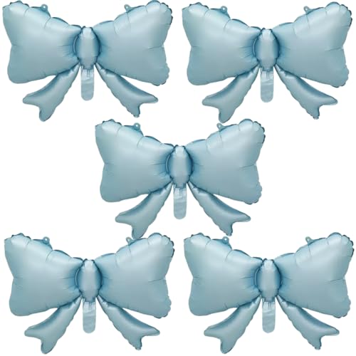 Folienballon mit Schleife, Blau, 41 x 51,5 cm, für Geburtstag, Jahrestag, Babyparty, Hochzeit, Party, Dekoration, 5 Stück (blau) von Zuisytm