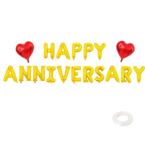 Happy Anniversary Banner Ballon Folienballon für Hochzeitstag Party Dekoration (Gold) von Zuisytm