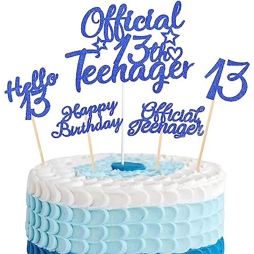 13 Stück Geburtstag Cupcake Toppers Official Teenager Cupcake Picks Happy 13th Birthday Tortendeko Geburtstag Teenager Geburtstag Party (Blau) von Zulbceo