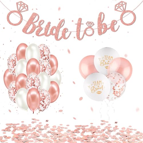 Zulbceo 15 Pcs Latex Luftballons und 1pcs Bride To Be Banner Hintergrund und Runde Konfetti Bachelorette Partydeko Junggesellinnenabschied Frauen usw. von Zulbceo