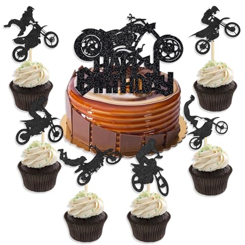 Zulbceo 25 Stück Motorrad Cupcake Sport Motorrad Kuchendeckel Dekor Picks Autocycle Sport Party,Thema Party Dekoration Zubehör,Geburtstagsdekoration zum Geburtstag von Männern oder Jungen von Zulbceo