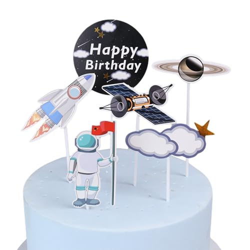 Zulbceo 30 Stück Astronaut Kuchen dekorieren,Weltraum Cupcake Topper,Kuchendekoration Raum Raketen Sterne für Weltraum Party Kinder Planeten Geburtstag Party Sterne Babyparty von Zulbceo