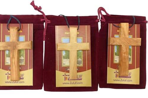Zuluf 7,9 cm Holzkreuz Halskette 3er Set aus Bethlehem - Christlicher Glaube Olivenholz Anhänger für Kirche, Haus und Auto Rückspiegel - PEN234B Zuluf 7,9 cm Holzkreuz Halskette 3er Set aus Bethlehem - Christlicher Glaube Olivenholz Anhänger für Kirche, Haus und Auto Rückspiegel - PEN234B von Zuluf
