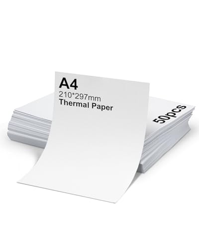 Thermopapier, A4, 210 x 290 mm, 50 Blatt/Packung, 80 g/m², tragbares Druckerpapier, glatt und langlebig, geeignet für Heimschulfirmen Thermopapier, A4, 210 x 290 mm, 50 Blatt/Packung, 80 g/m², tragbares Druckerpapier, glatt und langlebig, geeignet für Heimschulfirmen von Zumhigh
