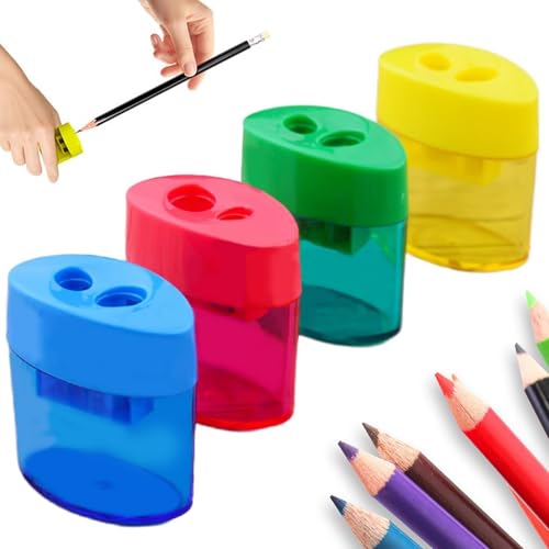Small Pencil Sharpener with Container, Pack of 4 Sharpeners with Tin, Pencil Sharpener with Container, Can Sharpener, Thick and Thin Pens for School Office (Ellipse*4) von Zumylea