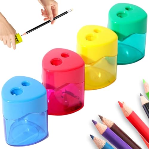 Small Pencil Sharpener with Container, Pack of 4 Sharpeners with Tin, Pencil Sharpener with Container, Can Sharpener, Thick and Thin Pens for School Office (Triangle*4) von Zumylea