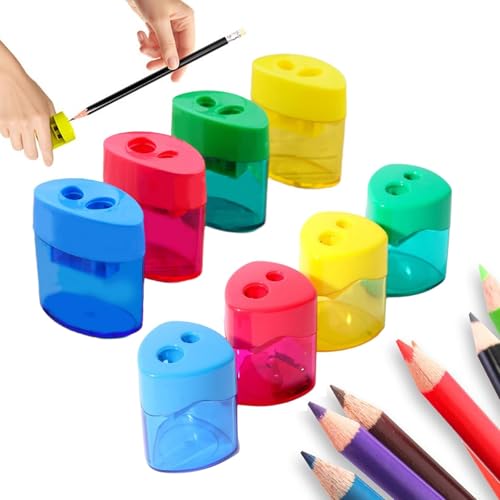 Small Pencil Sharpener with Container, Pack of 4 Sharpeners with Tin, Pencil Sharpener with Container, Can Sharpener, Thick and Thin Pens for School Office (Triangle*4+Ellipse*4) von Zumylea