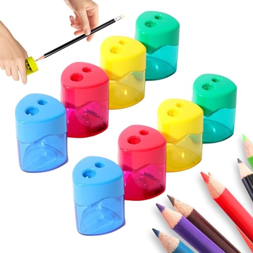 Small Pencil Sharpener with Container, Pack of 4 Sharpeners with Tin, Pencil Sharpener with Container, Can Sharpener, Thick and Thin Pens for School Office (Triangle*8) von Zumylea