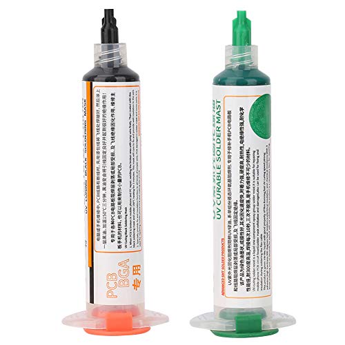 2 Stück UV-Lampen-Härtungs-Lötmasken-Tinte BGA PCB Solder Resist Ink Repair Paint, Grün und Schwarz von Zunate