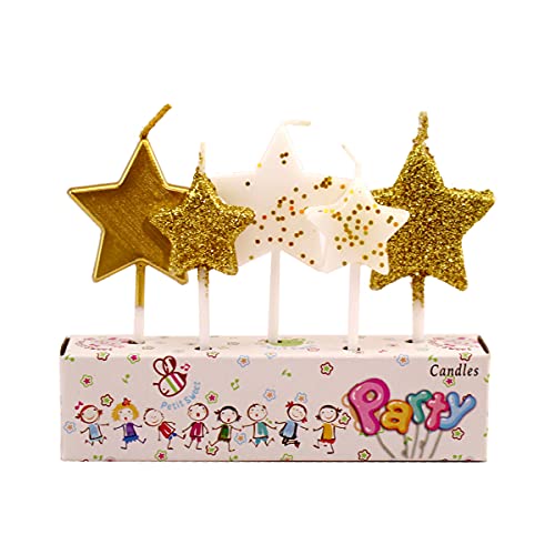 5 stück Geburtstag Kuchen Kerzen, Kerzen Stern Geburtstag Topper für Kuchen Dekorationen,Kuchen Kerzen für Party 5 stück Geburtstag Kuchen Kerzen, Kerzen Stern Geburtstag Topper für Kuchen Dekorationen,Kuchen Kerzen für Party von Zundo