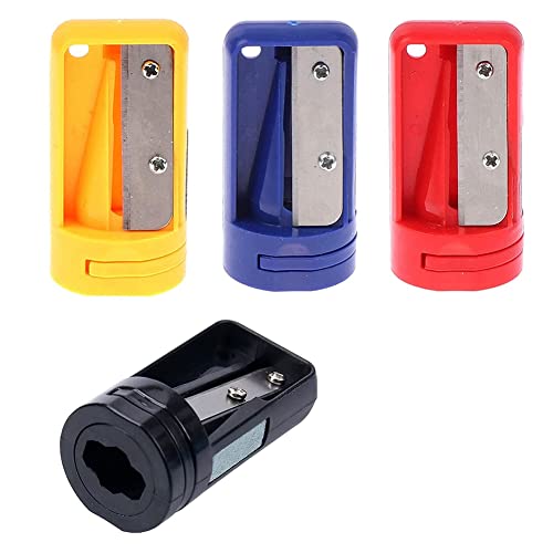 Zunedhys Bleistiftspitzer - 4er Pack für flache Zimmermannsbleistifte, tragbar, wasserdicht, rostfrei, Metall + Kunststoff, für Holzarbeiten von Zunedhys