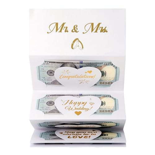 Hochzeitskarten-Holder - Elegante Hochzeitskarte mit Geschenkkarte und Geldtasche | Lustiges handgemachtes Faltdesign, Papierhandwerk, perfekt für Hochzeiten, Geburtstag von Zunetsutock