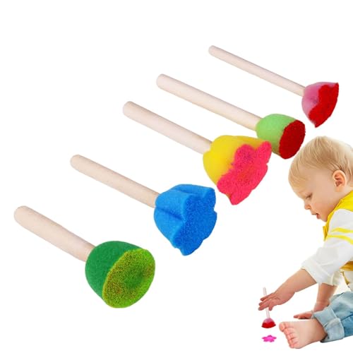 Malschwämme zum Malen, 5 Pinsel für Kinder mit starker Ölaufnahme – Malschwämme rosa, grün, dunkelgrün, gelb und blau zum Zeichnen für Kinder von Zunetsutock