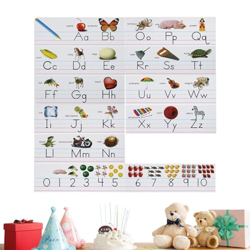 Zunetsutock Alphabetisches Brett für Klassenzimmer – Wanddekoration mit Linie Alphabet und Zahlen – pädagogische Dekorationen Poster Lernen Material für Kindergarten Schule Kinder Bereich von Zunetsutock