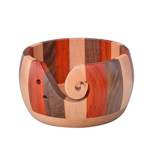Zunetsutock Garnschale für Häkelnadeln – runder Garnhalter aus Holz handgefertigt | Schüssel Organizer für Garn zum Stricken kreative Arbeiten Hobby Handwerk Zubehör Geschenk Stricken von Zunetsutock