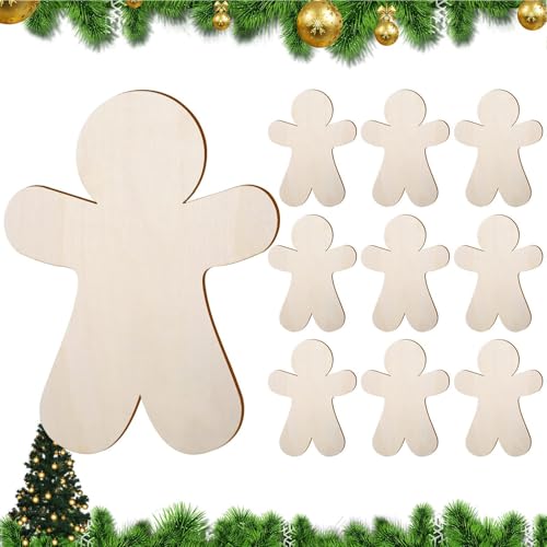 Zunetsutock Lebkuchenmänner Deko - 10 Stücke Weihnachten Unbehandelte Holzornamente - Blanko Aufhängbare Deko Für Wand Fenster Zuhause Hochzeit Party Zunetsutock Lebkuchenmänner Deko - 10 Stücke Weihnachten Unbehandelte Holzornamente - Blanko Aufhängbare Deko Für Wand Fenster Zuhause Hochzeit Party von Zunetsutock