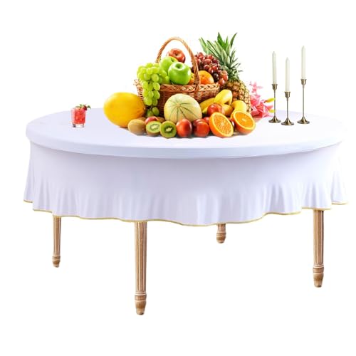 Zunetsutock Runde Tücher, weißer Tischdecke - Runde Tischdecken Stoff Topper,Abfallfeste Tischdecken Gartenschreiber Dekoration für, Café, Restaurant Zunetsutock Runde Tücher, weißer Tischdecke - Runde Tischdecken Stoff Topper,Abfallfeste Tischdecken Gartenschreiber Dekoration für, Café, Restaurant von Zunetsutock