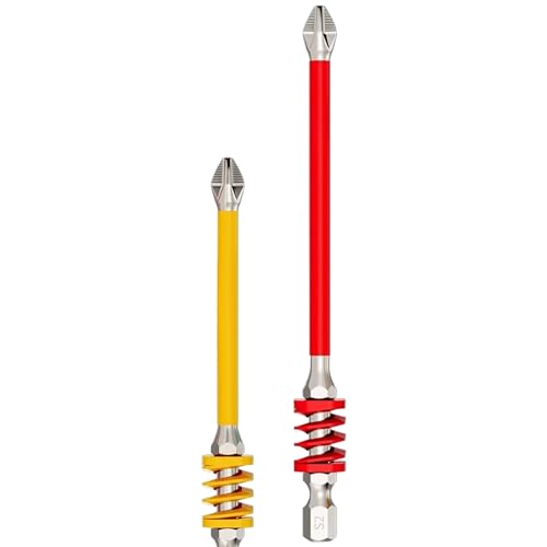 Zunetsutock Schraubendreher-Bit-Set, 2 Stück magnetische Bits, rutschfest, robust mit Feder für Haus- und professionelle Arbeiten am Bau, bewegliche Metalle von Zunetsutock