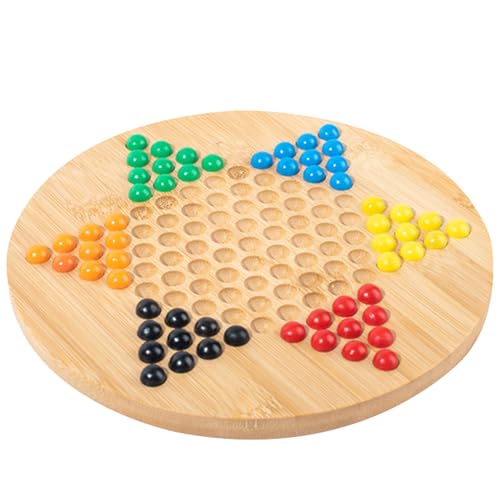 Brettspiel der chinesischen Damen | Runde Holzschale und mehrfarbige Glasperlen, Spaß und Zeitlose Aktivität für Erwachsene und Kinder, fördert Reflexion und Unterhaltung, ideal für Frames von Zunishaone