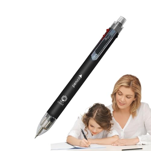 Multifunktionaler 6-in-1-Kugelschreiber, glatter Kugelschreiber mit Bleistift | austauschbarer einziehbarer Stift, Schul- und Bürobedarf, mehrfarbiger Stift, praktische Schreibnadel für die n von Zunishaone