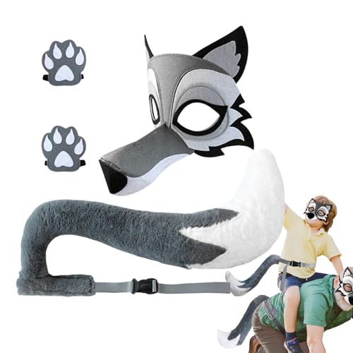 Wolfskostüm-Set – Plüschtier-Kostüm, graues Felloutfit | Funktion, Plüschstoff, realistisches Partyzubehör, atmungsaktives Cosplay-Stoffdesign, Verschleißschritt Wolfskostüm-Set – Plüschtier-Kostüm, graues Felloutfit | Funktion, Plüschstoff, realistisches Partyzubehör, atmungsaktives Cosplay-Stoffdesign, Verschleißschritt von Zunishaone