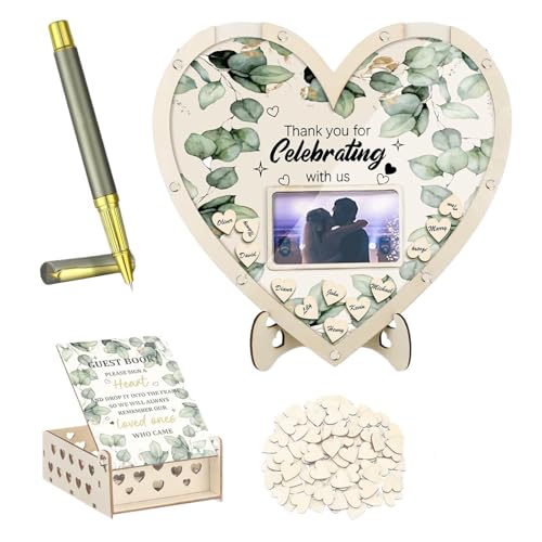 Zunishaone Alternative zu Hochzeitsgästebuch | Hochzeitsschilder für Empfang, romantische Tischdekoration in Herzform aus Holz für Zeremonien zu Hause oder am Zunishaone Alternative zu Hochzeitsgästebuch | Hochzeitsschilder für Empfang, romantische Tischdekoration in Herzform aus Holz für Zeremonien zu Hause oder am von Zunishaone
