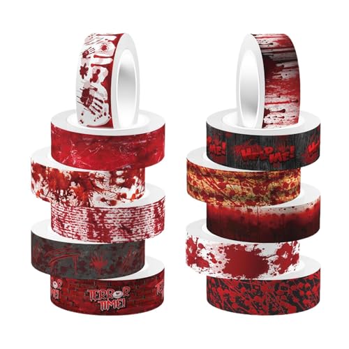 Zunishaone Halloween Dekoratives Klebeband, Rolle mit Halloween-Aufklebern, transparent mit Bluteffekt, 5 m Zunishaone Halloween Dekoratives Klebeband, Rolle mit Halloween-Aufklebern, transparent mit Bluteffekt, 5 m von Zunishaone