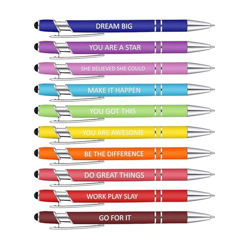 Zunishaone Motivierende Kugelschreiber, inspirierender, multifunktionaler Kugelschreiber, 10 x motivierender Touch-Stift, Schulbedarf für Notizbücher, Memos von Zunishaone