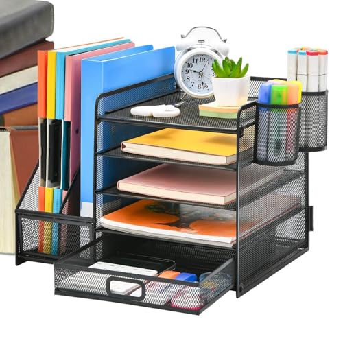 Zunishaone Schreibtisch-Organizer aus Netzstoff mit Schublade, Tisch-Schreibwaren-Aktenhalter, 5-stöckig, rutschfeste Aufbewahrungslösung für Papiere, Stifte, Dokumente, Kosmetika Zunishaone Schreibtisch-Organizer aus Netzstoff mit Schublade, Tisch-Schreibwaren-Aktenhalter, 5-stöckig, rutschfeste Aufbewahrungslösung für Papiere, Stifte, Dokumente, Kosmetika von Zunishaone