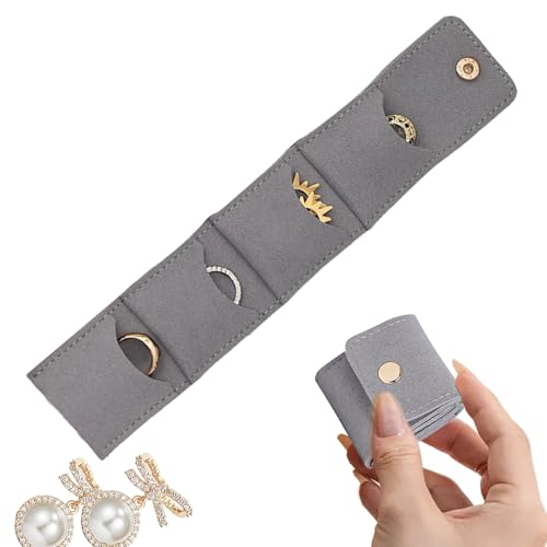 Zunishaone reise schmucktasche - reiseringhalter, elegant faltbar unterteilt mit verschluss für ohrringe ring armband damen herren alle von Zunishaone