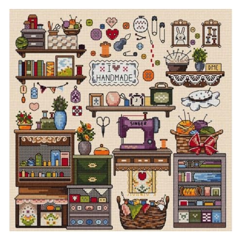ZuoAnLF Kreuzstich-Set für Erwachsene, 14-fädiges Kreuzstich-Set für Anfänger, DIY-Nadelspitzen-Stickmuster-Set, Stickmuster für Geschenk, Heimdekoration, 40,6 x 40,6 cm (DIY) von ZuoAnLF