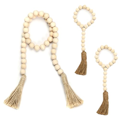 3propes Set Holzperlen Girlanden Mit Quasten Bauernhäuser Gebetsperlen Wandhängedekore Für Home Stufe Tablett Ornamente Seil Quasten Dekoration von Zuoeay