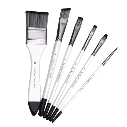 6X Pinsel Künstler Nylon Haarbürsten Feine Spitze Aquarell Für Acrylfarbe von Zuoeay