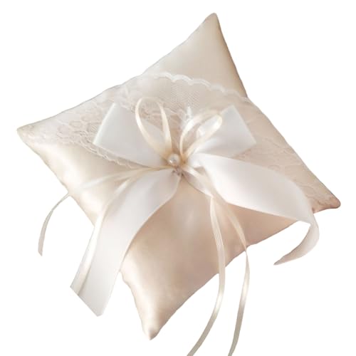 Tragbare Hochzeitsringe Zeigen Seidenblatthalter Ribbon Bogen Braut Zeremonie Accessoire Champagnerband Bögen Brautringe von Zuoeay
