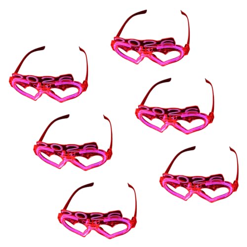 Zuoeay Packung 6 LED LED Illuminierte Herzgläser Nacht Party Accessoires Komfortable Fit Friendly Design Kids Safe Leuchtende Sonnenbrille von Zuoeay