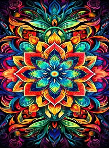 Abstrakte Mandala-Blume Malen Nach Zahlen für Erwachsene Anfänger, mit DIY Rahmen Malen nach Zahlen Kits, mit Pinsels und Acrylfarbe Handgemalt öLgemäLde Kit,30x40cm von Zuooyi
