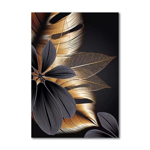 Blätter Malen Nach Zahlen für Erwachsene Anfänger, Schwarzes Gold Malen nach Zahlen Kits, DIY Handgemalt öLgemäLde Kit, mit Pinsels und Acrylfarbe, DIY Rahmen 30x40 cm Blätter Malen Nach Zahlen für Erwachsene Anfänger, Schwarzes Gold Malen nach Zahlen Kits, DIY Handgemalt öLgemäLde Kit, mit Pinsels und Acrylfarbe, DIY Rahmen 30x40 cm von Zuooyi