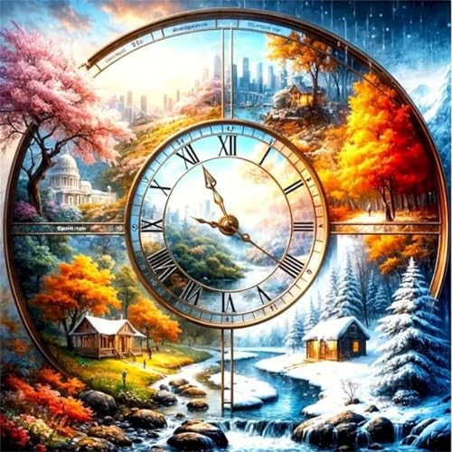 Diamond Painting Erwachsene 5D Vier Jahreszeiten Uhr 50x50cm Diamant Painting Bilder Anfänger Strass Diamant Kunst Kits,DIY Square Full Drill Stickerei Diamant Arts Malerei für Home Wanddekoration Diamond Painting Erwachsene 5D Vier Jahreszeiten Uhr 50x50cm Diamant Painting Bilder Anfänger Strass Diamant Kunst Kits,DIY Square Full Drill Stickerei Diamant Arts Malerei für Home Wanddekoration von Zuooyi