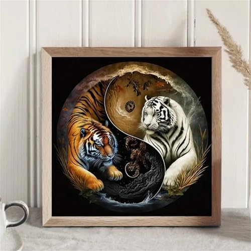 Tai Chi Tier Yin-Yang Diamant Painting Bilder für Erwachsene Anfänger,5D Diamond Painting Set,DIY Square Vollbohrer Diamanten Malerei Stickerei Malen nach Zahlen Kreuzstich Home Dekor 40x40cm von Zuooyi
