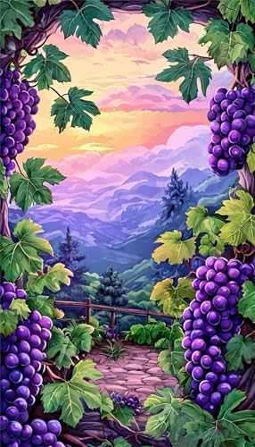Zuooyi 5D Grapes Diamond Painting for Adults,DIY Clouds Diamond Art Kits,Full Drill Round Diamond Painting,Diamond Crystal Rhinestone Embroidery Art Pictures for Home Wall Decor 55x115cm von Zuooyi